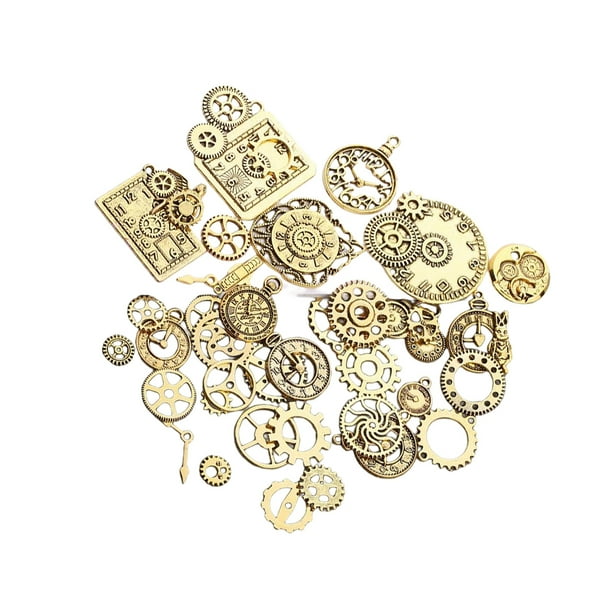 Naiovety 40 piezas de joyería, fabricación de Metal, engranaje DIY, accesorio mecánico, manualidades aleatorias Artesanía Dorado