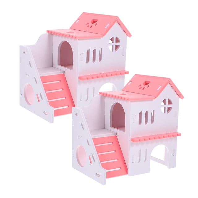 Miangastore 2pcs Guinea Pig Hideout House with Ramp Small Animal Habitat Villa Guinea Pig Hamster Villa