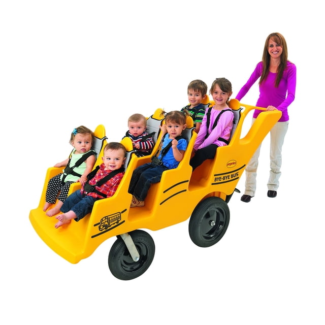 Angeles 6-Passenger Bye-Bye Buggy, Daycare Multi-Passenger Stroller With Never-Flat Fat Tire, Yellow