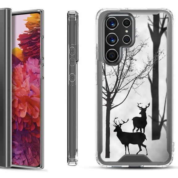 Shockproof Bumper Phone Case for Samsung Galaxy S22 Ultra 5G, by OneToughShield ® - Forest Deer