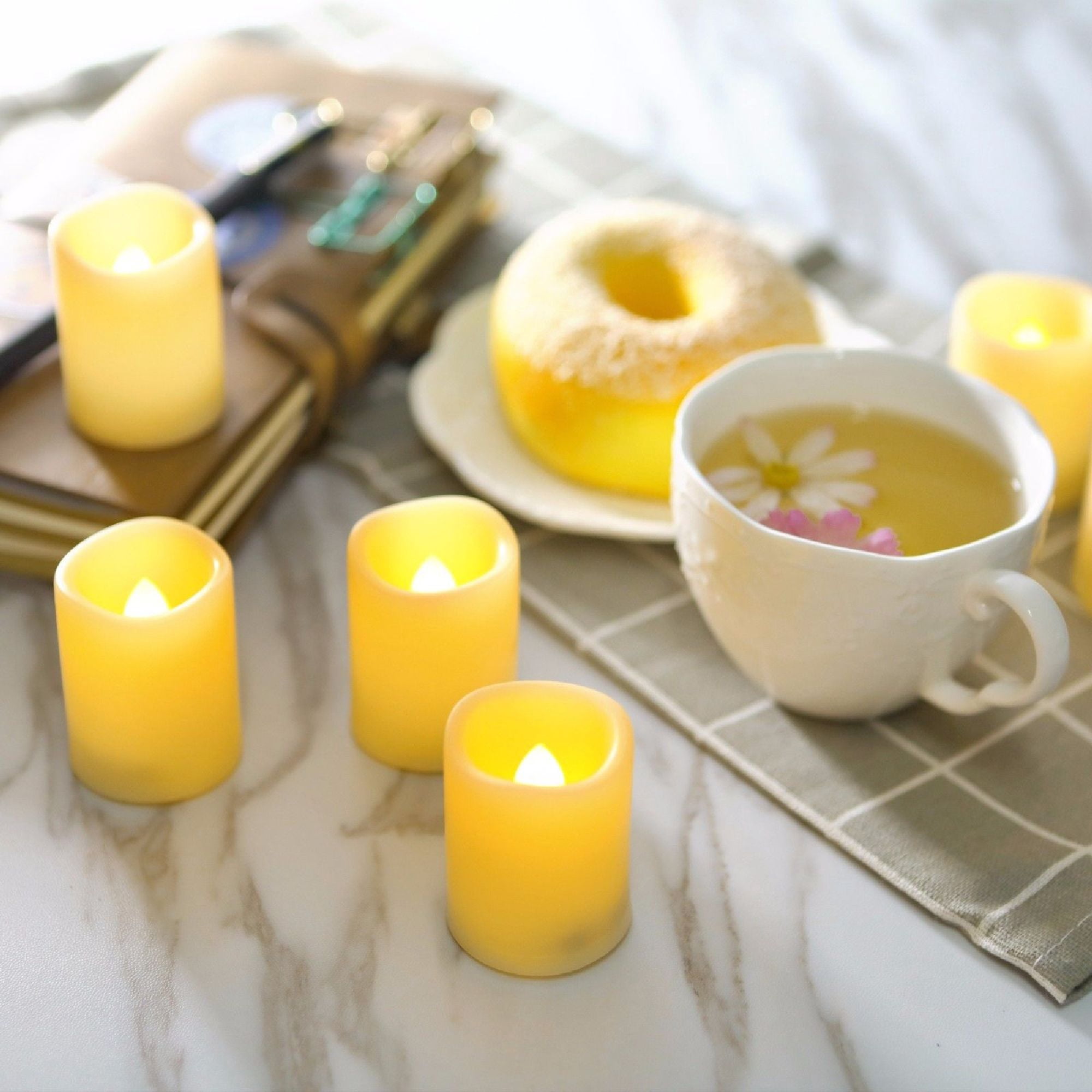 EcoGecko Set of 24 Premium Flameless Votive Candles, Battery Operated, LED Candles, Long Battery Life 120+ Hours, Batteries Included