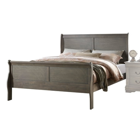 Broyhill Sleigh Bed - ACME Louis Philippe Queen Sleigh Bed in Antique Gray Pine Wood, Multiple Sizes