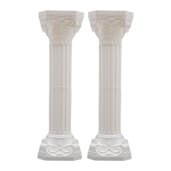 Miumaeov 2pcs 34.65" Height Roman Pillars Wedding Roman Column Greek Pillars Plastic Flower Pots Holder Party Decor
