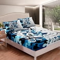 thumbnail image 4 of Manfei Fishing Hunting 3pcs Twin Sheet Sets,Blue Camouflage Twin Fitted Sheet,Bass Fish Breathable Flat Sheet,Abstract Bedroom Decorative, 4 of 6