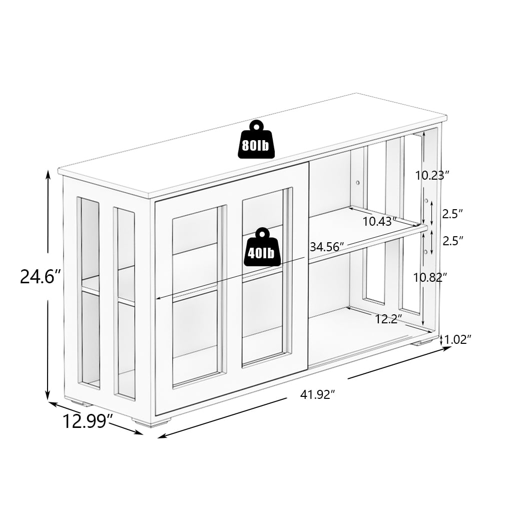 Kitchen Storage Cabinet,Sideboard Buffet Cupboard with Glass Door,Pantry Organizer, Freestanding Kitchen Cabinet,White