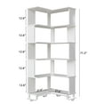 thumbnail image 3 of BALANBO Corner Bookshelf Solid Wood 5 Tier Tall Bookcase for Living Room,White, 3 of 7