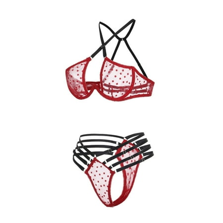 

Pedort Lingerie For Women Plus Size Women Lingerie Set 2 Piece Set with Lace Teddy Bodysuit( L)