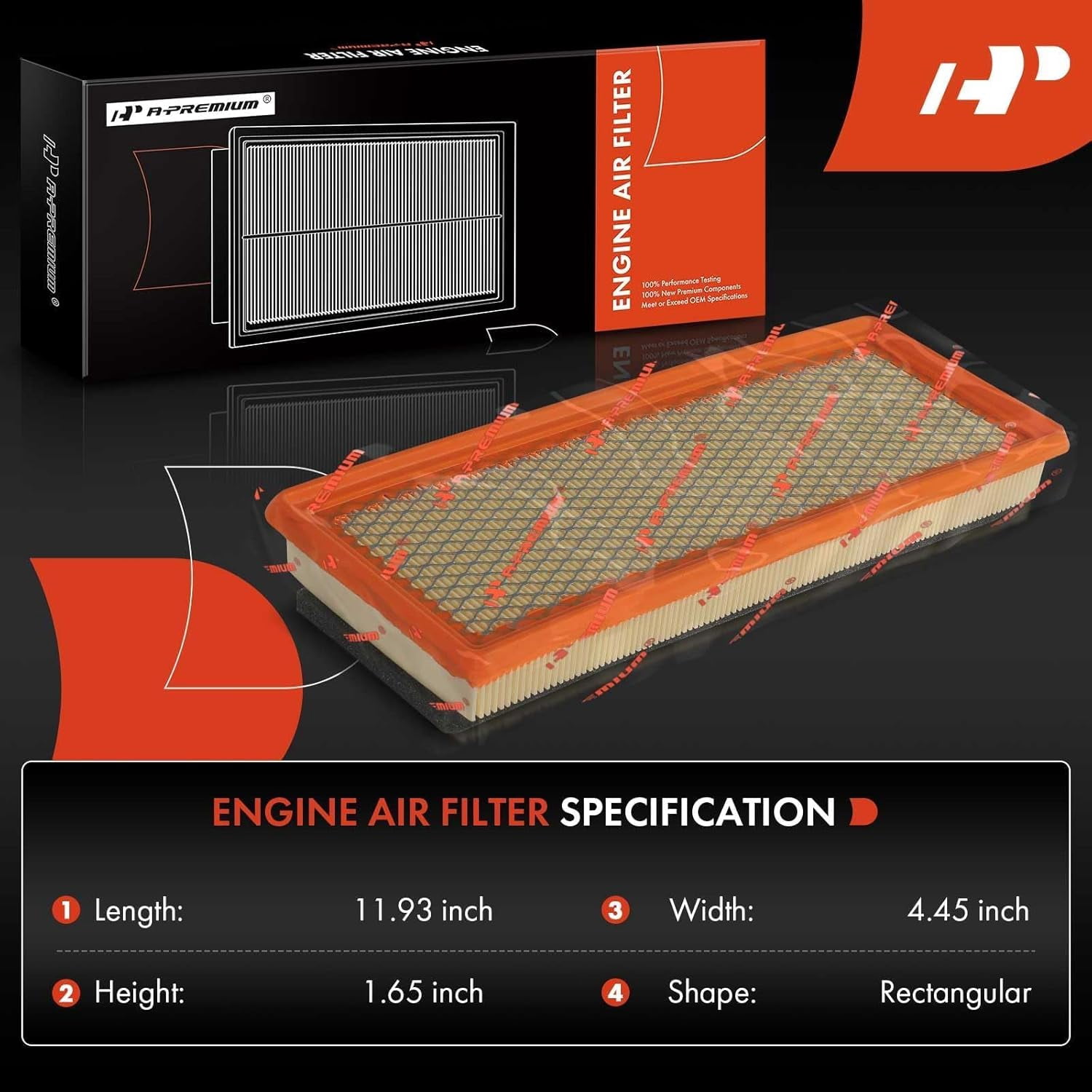 A-Premium Front 2-PC Engine Air Filter Compatible with Fiat 500 2012-2019 1.4L, Replace# 68082570AA, 53101161
