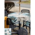 thumbnail image 5 of Outdoor Tablecloths with Umbrella Hole & Zipper, Spring Floral 54x54 Inch Square Tablecloths, Vintage Tulips Flower Butterfly Retro Wood Blue Waterproof Table Cloth, Patio/Pool/Picnic Table Covers, 5 of 8