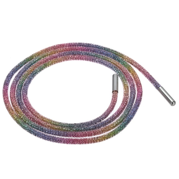 4mm x 120cm Rhinestone Tube Rope Bling Crystal String for DIY Sweaters Pink Mesh Rainbow Diamonds