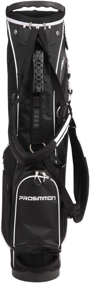 Prosimmon, Golf DRK 7 In., Lightweight Golf Stand Bag with Dual Straps Black and White
