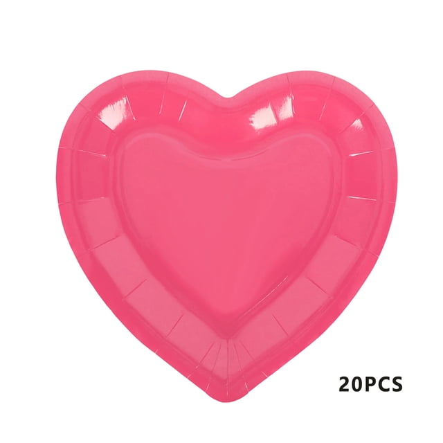 Gupgi 20pcs Disposable Tableware Set, Heart Shape Plates or Napkins Valentine's Day Party Supplies Photography Props