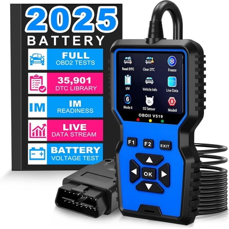 OBD2 Scanner Tool, Upgraded V519 Code Reader for Check Engine Light Clear Fault Codes, Live Data Professional OBDII Scan Tool for 1996 OBD2 Protocol , Blue