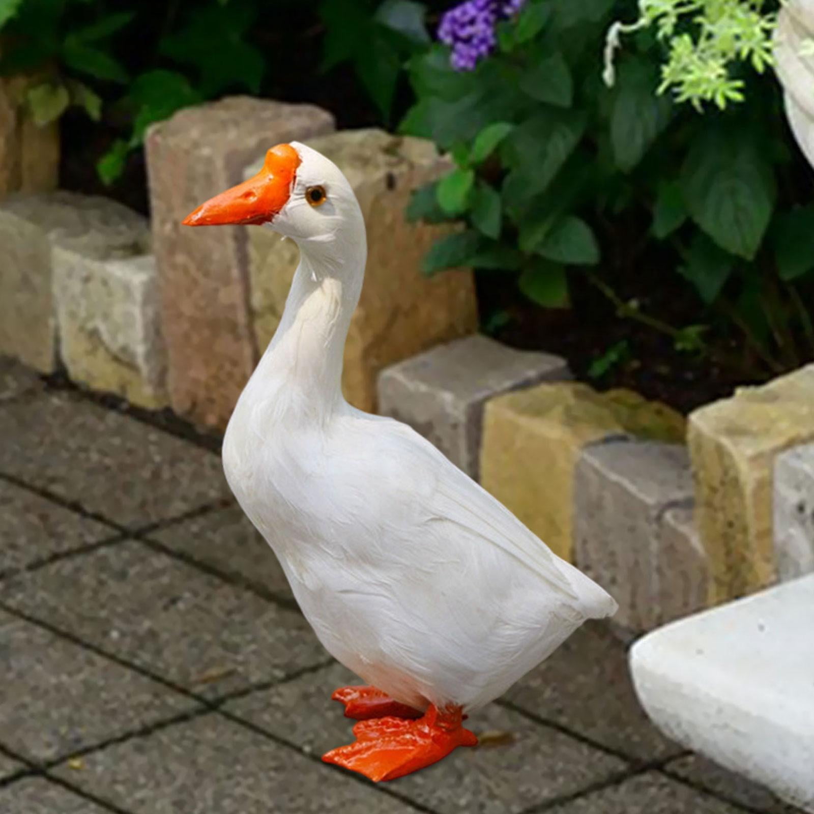 Aymzbd Goose Garden Statue Realistic Ornament Sculpture for Patio Living Room Porch 20cm