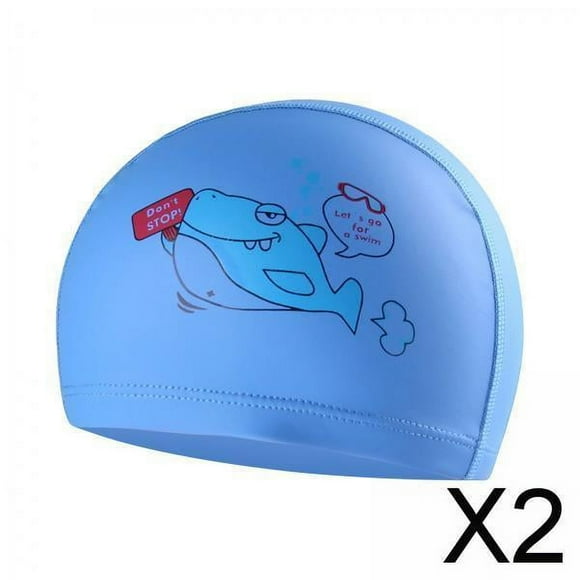 Set de 2 Gorros de Natación Infantil, Estampados Marinos, Tortuga Verde 2 piezas