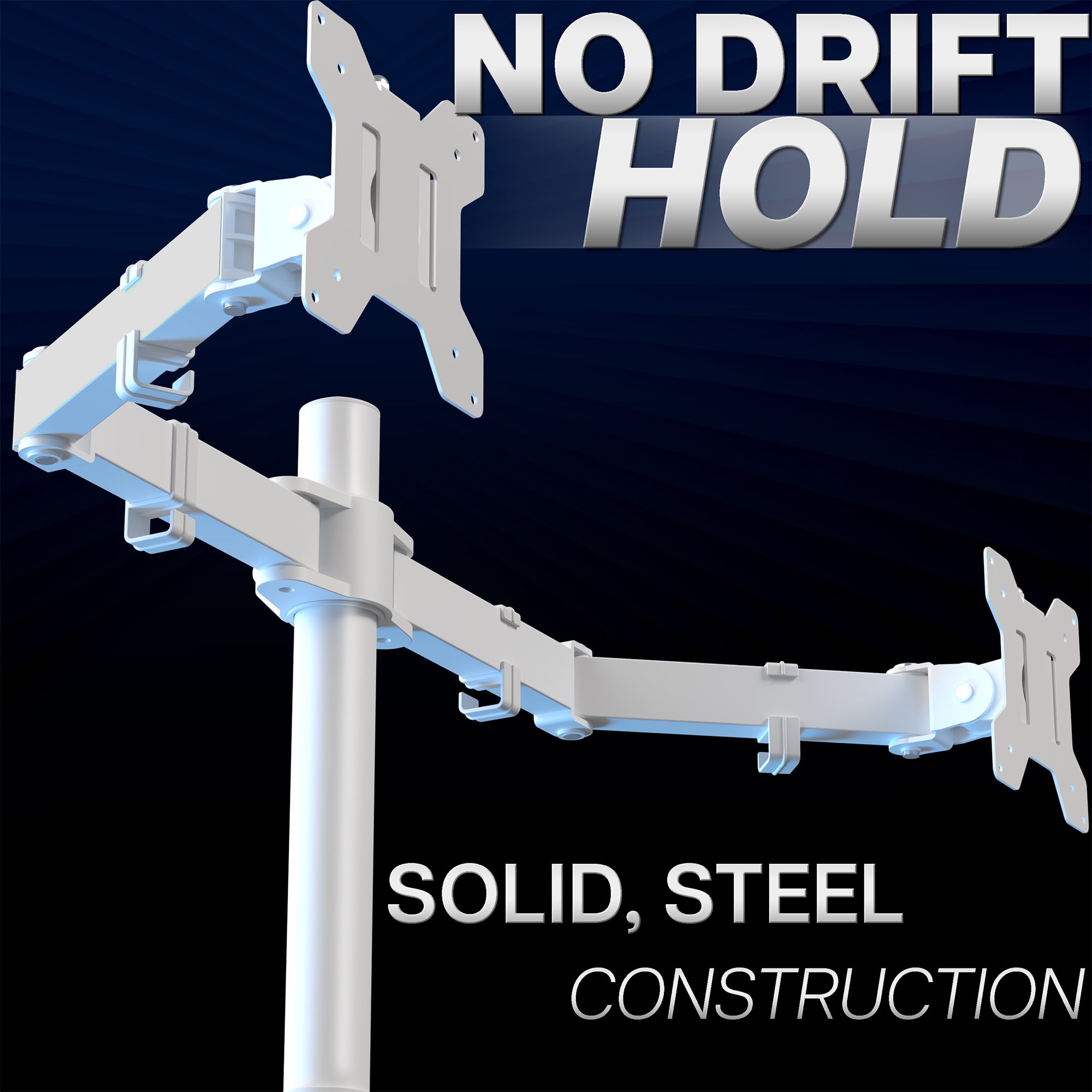 VIVO White Dual Monitor Desk Mount Stand, Fits Computer Screens up to 30"