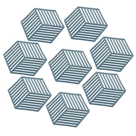 

QING SUN Silicone Table Mat Non Slip Pot Holders Placemat Insulated Table Mat Heat Resistant Pad for Worktop Table Protector Silicone Coasters [8 Pack] - Home Thickened Drink Coasters
