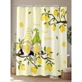 thumbnail image 4 of Summer Lemon Standard Shower Curtain Set, Waterproof Shower Curtains for Bathroom, Yellow Ombre Gnomes Farm Lemon Tree Washable Fabric Cloth Bath Curtain for Bathtub with Hooks 72x72 Inches, 4 of 6