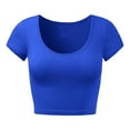 thumbnail image 4 of Riforla Womens Summer Short Sleeve Cute Crop Tops Casual Basic Crewneck Slim Fit T Shirts T-shirts for Women Blue XL, 4 of 4