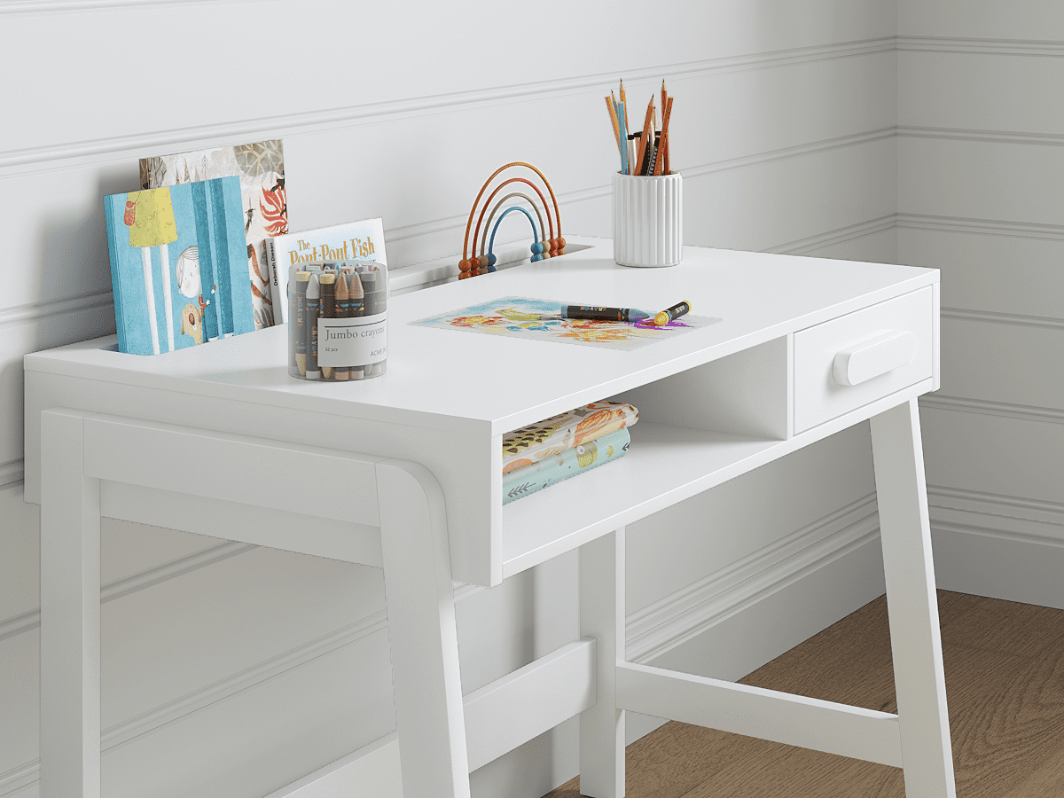 STAROUS Kids Desk and Chair Set: Wooden Study Table with Drawers & Ergonomic Chair for Bedroom & Study Room