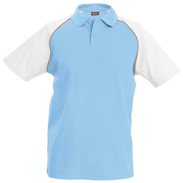Kariban - Polo de manga corta con mangas en contraste con diseño Beísbol - Verano/ Vacaciones/ Deporte/Ejercicio (Azul cielo/Gris claro/ Blanco)