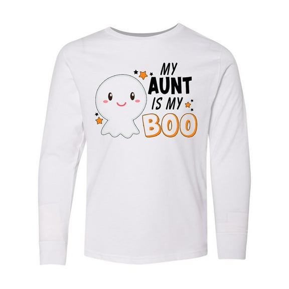 Inktastic My Aunt is my Boo with Cute Ghost Long Sleeve Youth T-Shirt