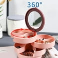 thumbnail image 4 of Women Ears Jewelry Box 4-Layer 360 Degree Rotating with Mirror Organizer Pink, 4 of 8