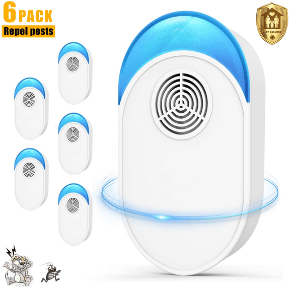 Ultrasonic Pest Repeler 6 Packs, Indoor Mosquito Repelent for Mouse, Rodent, Roach, Bugs, Mice, Spider, Electronic Pest Control Plug in for House, Garage, Warehouse, Hotel