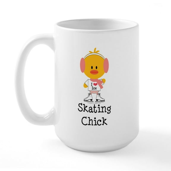 CafePress - Ice Skating Chick Large Mug - 15 oz Ceramic Large White Novelty Mug