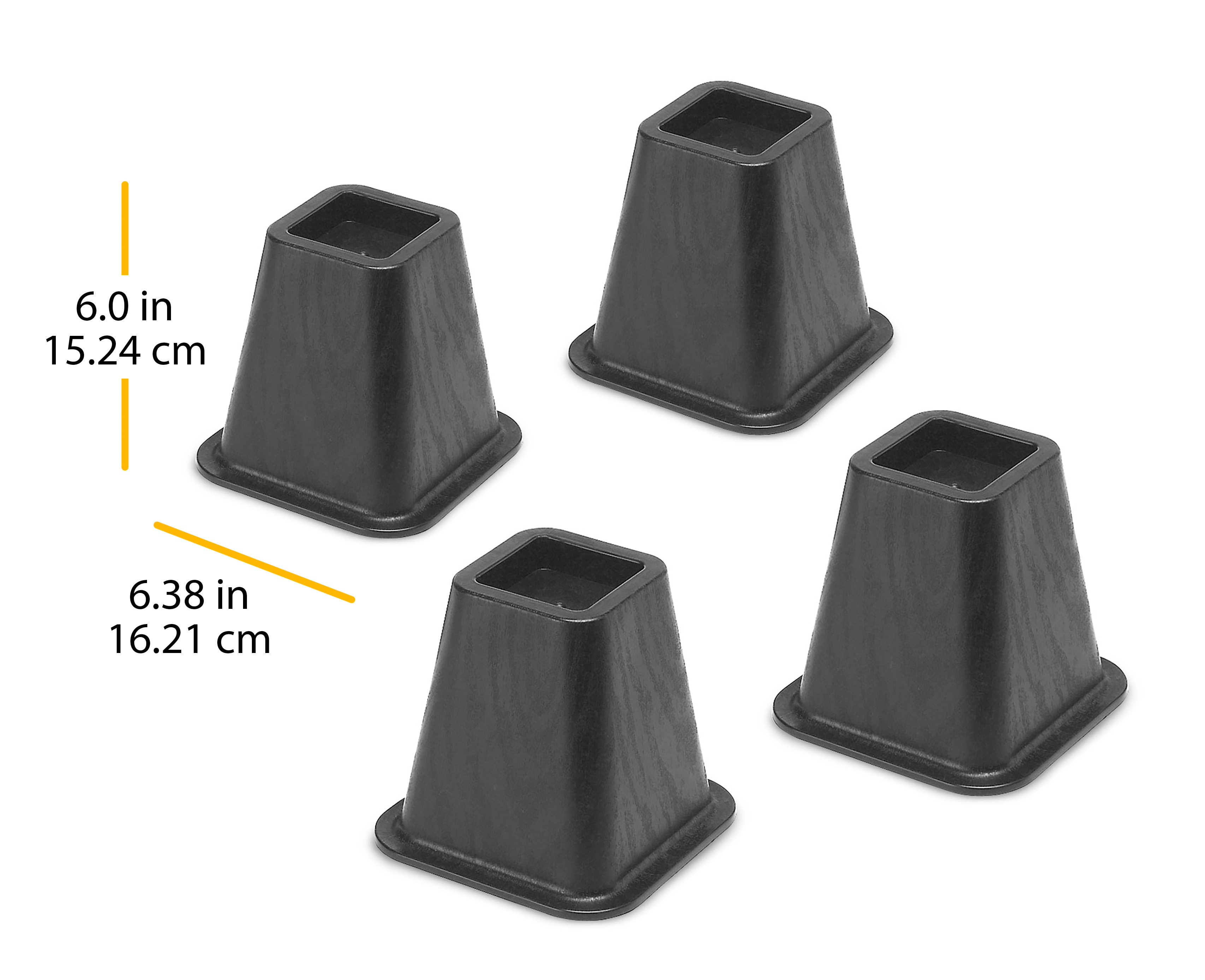 Whitmor Underbed Storage Bed & Furniture Risers - Set of 4 - Black - 6.375" x 6.375" x 6.0" - image 2 of 6