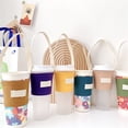 thumbnail image 2 of Canvas Reusable Bubble Boba Milk Tea Coffee Drinks Cup Bag Holder Portable, 2 of 4