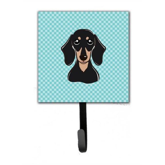 Carolines Treasures BB1153SH4 Checkerboard Blue Smooth Black And Tan Dachshund Leash & Key Holder