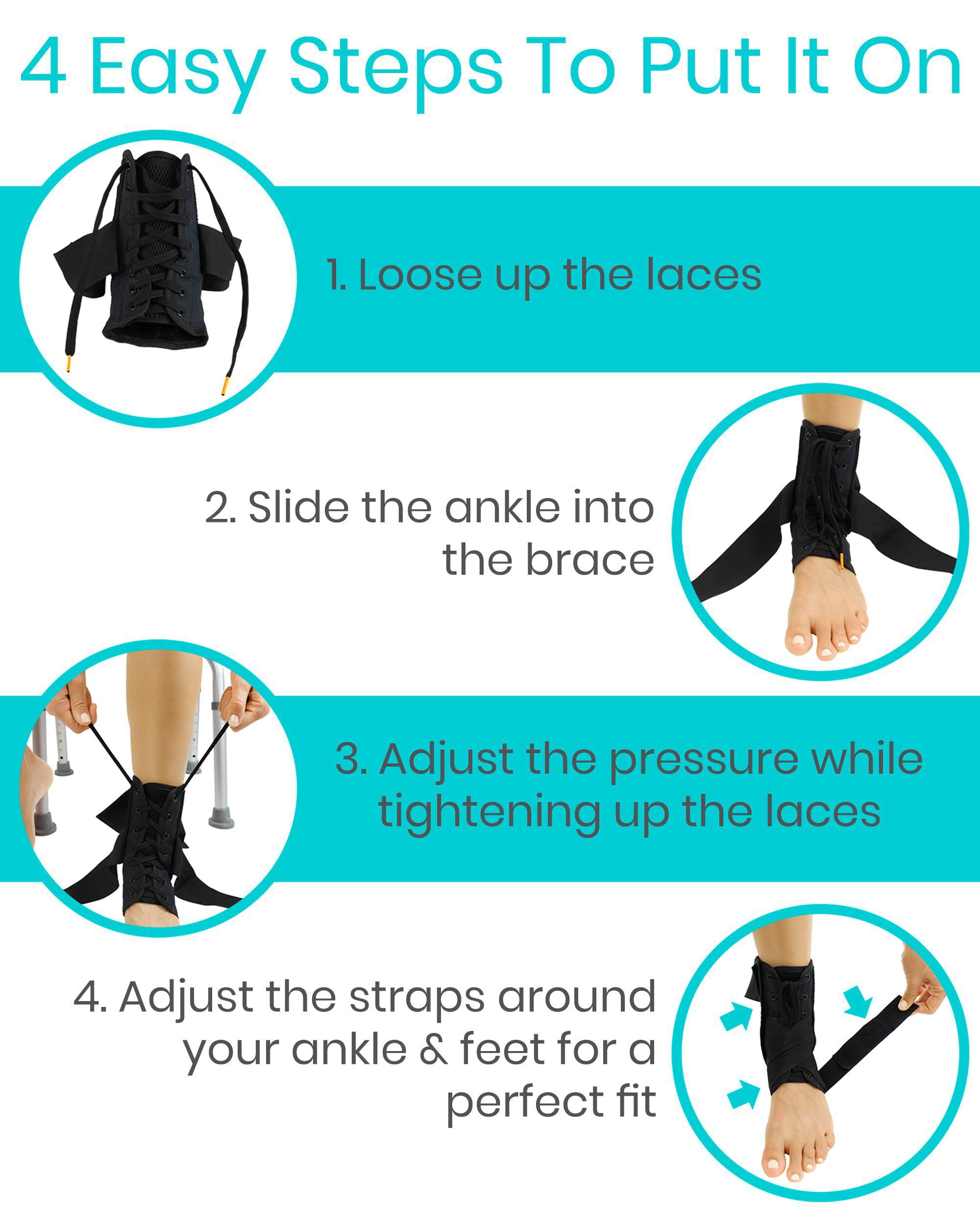Vive Lace Up Ankle Brace - Adjustable Foot Support Stabilizer, Women & Men