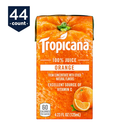 Tropicana 100% Juice Box, Orange Juice, 4.23 oz Boxes 44