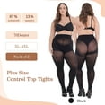 thumbnail image 4 of Manzi 2 Pairs Plus Size Opaque Tights for Women 70D Run Resistant Control Top Pantyhose, 4 of 7