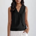 thumbnail image 2 of Liquidation! Hauts Grande Taille pour Femmes, Blouse à Manches Courtes d'Été pour Femmes, Mode Décontractée Sans Manches Unie Col en V Blouse, 2 of 5