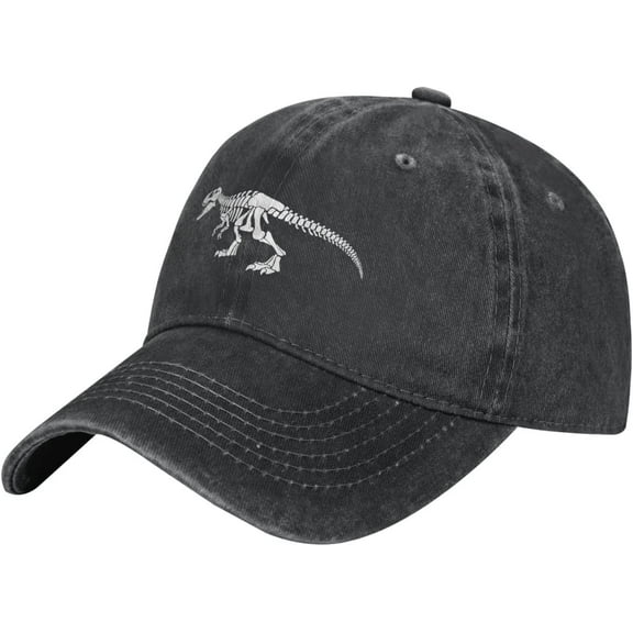 T-Rex Skeleton Hat Washed Cotton Baseball Cap Adjustable Black Dad,Trucker Hats Gift for Men Women