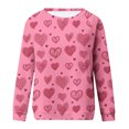 thumbnail image 4 of Womens Valentine's Day Printing Shirt Long Sleeve Crew Neck Sweater Sequin Love Heart Print Sweatshirts Valentines Graphic Blouse (Pink 2XL), 4 of 4