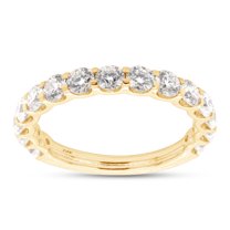 1 1/3 ct.t.w Round Cut Lab Created Moissanite Diamond Eternity Wedding Band Ring For Women In 10K Solid Yellow Gold (G-H Color, VVS1 Clarity, 1.33 Cttw)-8.5