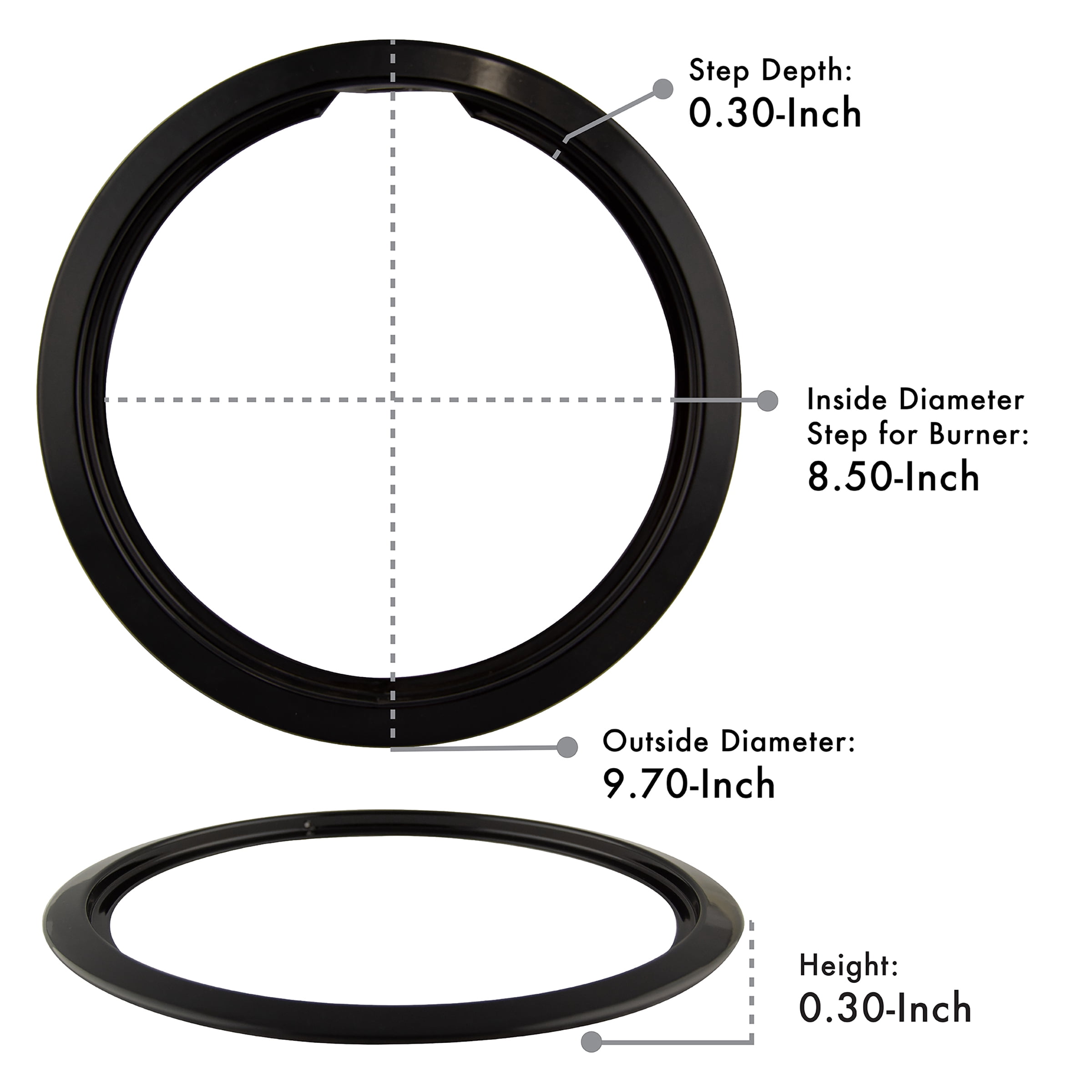 Range Kleen P1056RGE8Z Drip Pan & Trim Ring Black Porcelain, 3 Small & 1 Large each, 8 Pk