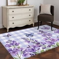 thumbnail image 3 of Purple Flowers Area Rugs 4'x6', Washable Small Throw Rugs for Office Bathroom, Butterfly Spring Floral Checkered Farmhouse Indoor Outdoor Rug Non-Slip Low Pile Carpet Runner Reversible Floor Mats, 3 of 8