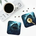 thumbnail image 4 of Vsdgher Undersea Shark Leather Coasters for Drinks, Durable Drink Coasters 4 Set for Tabletop Protection, Luxurious Home Décor and Housewarming Gift ( {designName})Square, 4 of 6