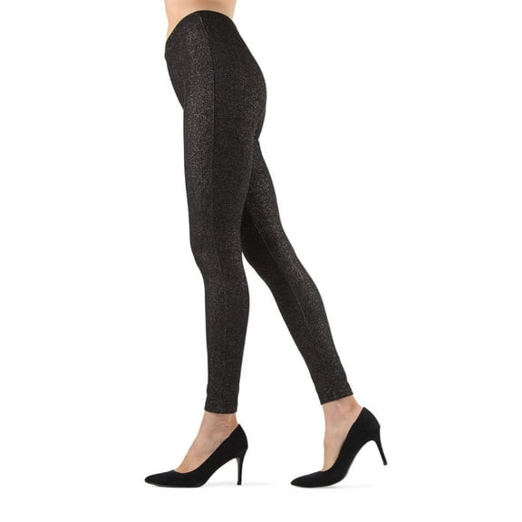 MeMoi Ruti Glam Cotton Blend Metallic Leggings - Womens - Female (Small/Medium, Black/Gold)
