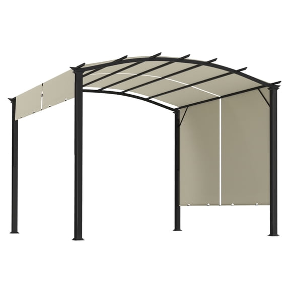 11' x 11' Outdoor Retractable Pergola Canopy for Backyard, Beige