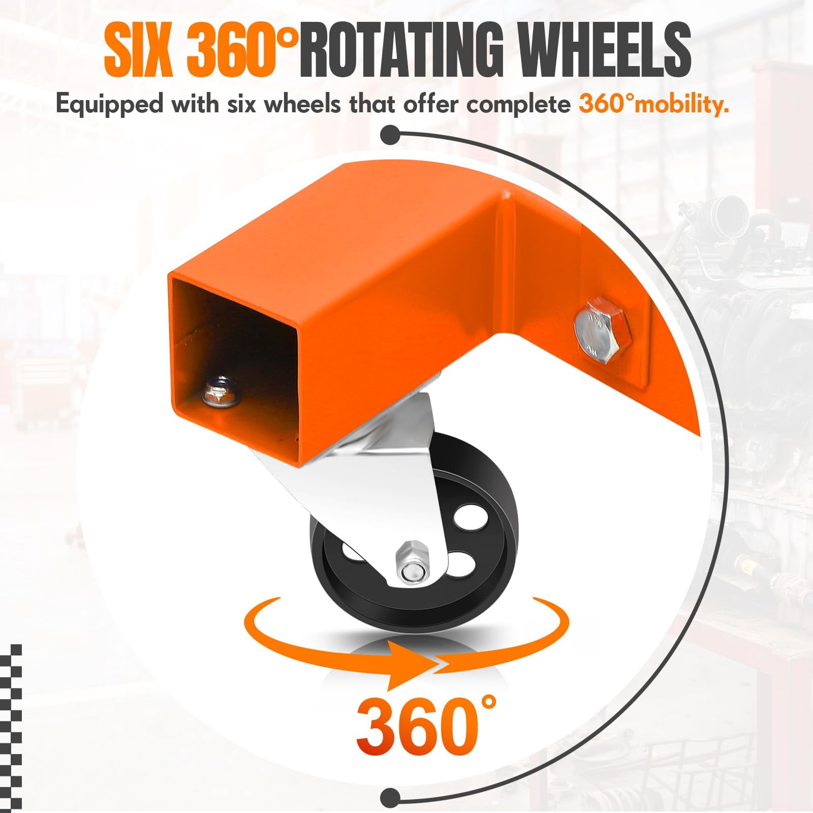 4400LBS Engine Hoist, Folding Hydraulic Hoists Cherry Picker, Heavy Duty Engine Crane Lifter, Orange,black,red,yellow