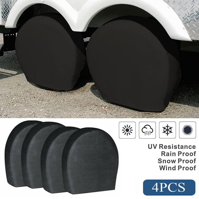 Set of 4 Oxford Waterproof Canvas Wheel Tire Covers for RV Auto Truck Car Camper 