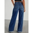 thumbnail image 2 of Women's Wide Leg Jeans High Waisted Strechy Raw Hem Denim Pants, 2 of 17