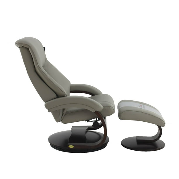 RelaxR Montreal Recliner and Ottoman with Pillow in Top Grain Leather