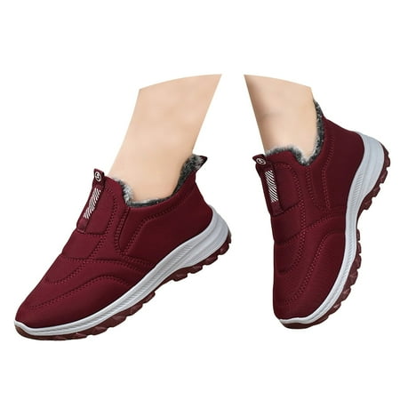 Oyedens Womens Mens Snow Boots Winter Warm Plush Lined Slip on Walking Loafers Sneakers Work Shoes