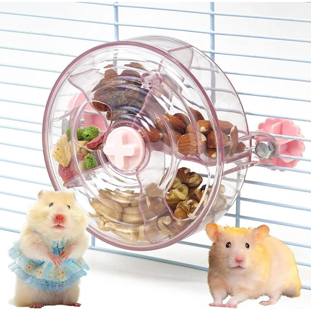 1 Pce, Jouet de Recherche de Nourriture pour Souris, Mangeoire Lente interactive avec Roue Distributrice de Friandises Rotative Transparente, Peut Tre Utilisé pour Enrichir les Activités de la Souris, Accessoire de cage à Souris, Rose
